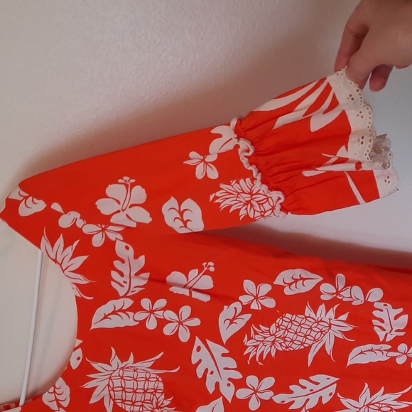 Vtg 70s hawaiian orange pineapple dress - Picture 6 of 9